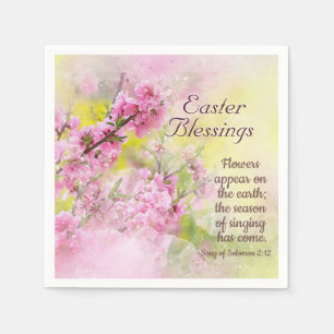Easter Blessings Song of Solomon 2:12 Pink Flower Napkin