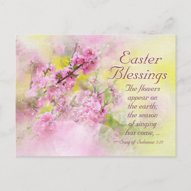 Easter Blessings Song of Solomon 2:12 Scripture Holiday Postcard (Front)
