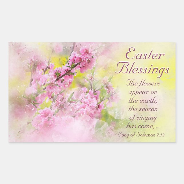 Easter Blessings Song of Solomon 2:12 Scripture Rectangular Sticker (Front)