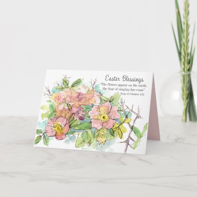 Easter Blessings Song of Solomon Wild Roses Card (Front)