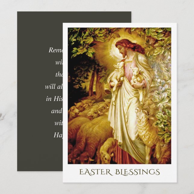 Easter Blessings. The Good Shepherd Painting Holiday Card (Front/Back)
