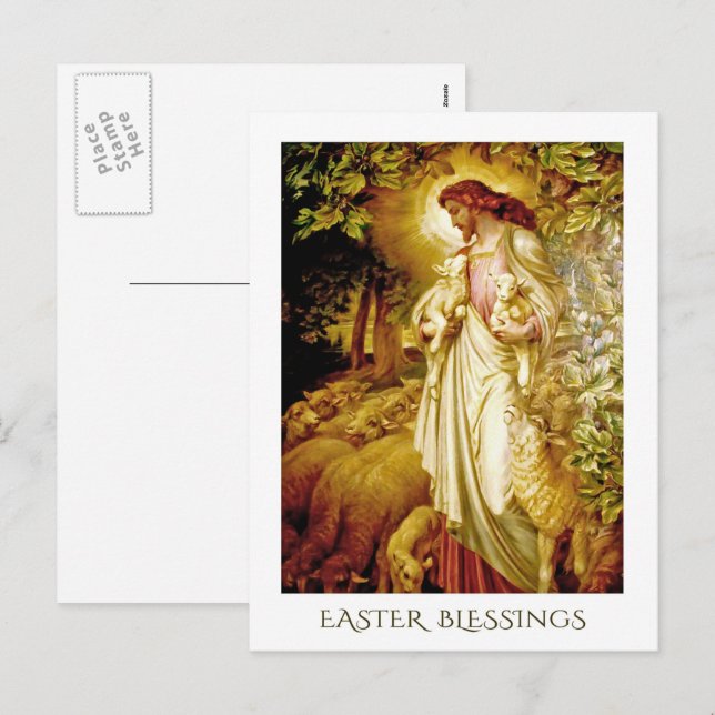 Easter Blessings. The Good Shepherd Painting Holiday Postcard (Front/Back)
