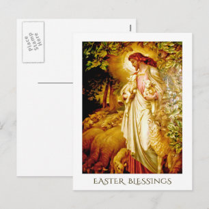 Easter Blessings. The Good Shepherd Painting Holiday Postcard