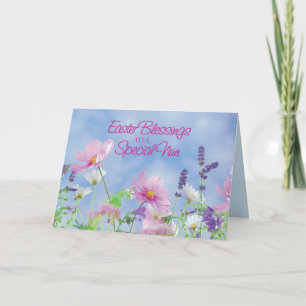 Easter Blessings To Nun, Wildflowers Holiday Card