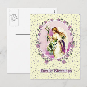 Easter Blessings Vintage Praying Angel  Holiday Postcard