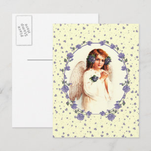 Easter Blessings. Vintage Praying Angel Religious  Holiday Postcard