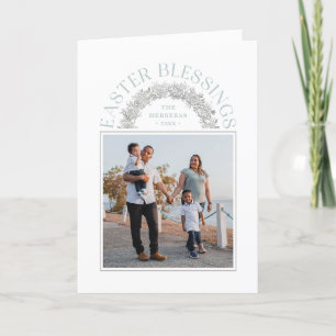 Easter Blessings Wreath Arch Photo Card - Mint