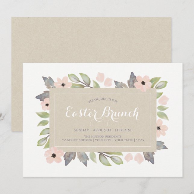 Easter Blossoms Brunch Invitation (Front/Back)