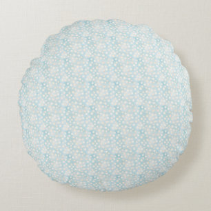 Easter Blue Polka Seamless Fabric – Pastel Cute Round Cushion