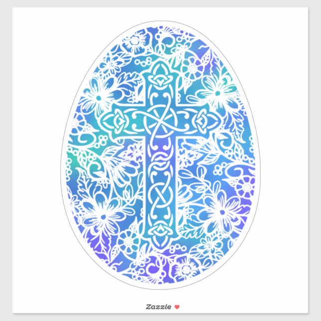 Easter Blue Watercolor Cross Egg  (Sheet)