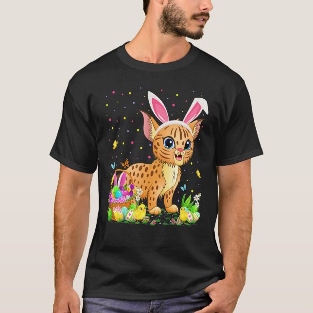Easter Bobcat Bunny Egg Hunting Bobcat Easter Sund T-Shirt (Front)