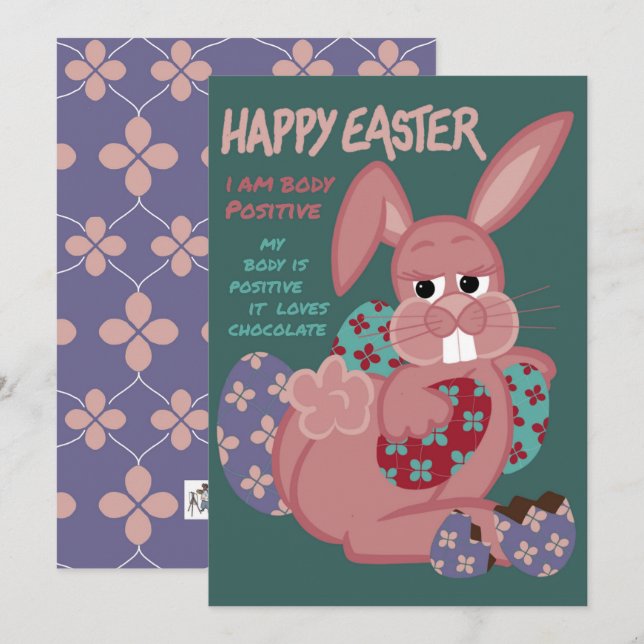 Easter - Body Positive Bunny - Chocolate Lover Holiday Card (Front/Back)