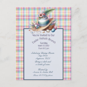 Easter Bonnet and Eggs Potluck Brunch Invitation