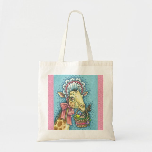 EASTER BONNET GIRAFFE, SPRING TOTE BAG (Front)