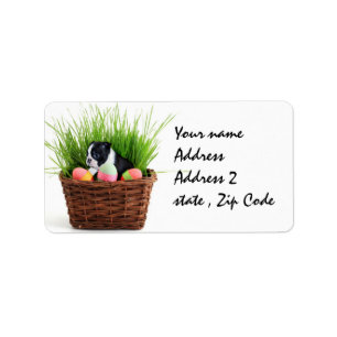Easter Boston Terrier dog Label
