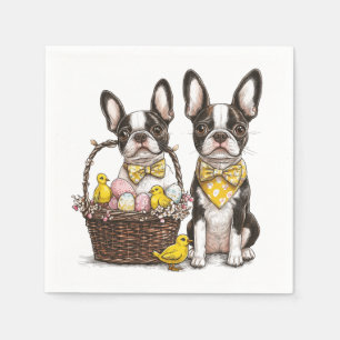 Easter Boston Terrier Dogs Napkin