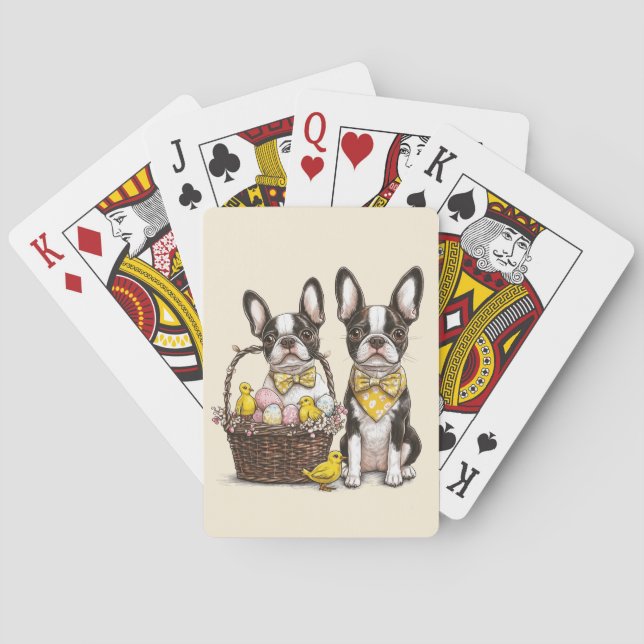 Easter Boston Terrier Dogs Playing Cards (Back)