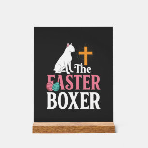 Easter Boxer Dog Vintage Engraving Shirt Acrylic Sign