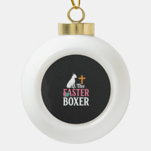 Easter Boxer Dog Vintage Engraving Shirt Ceramic Ball Christmas Ornament