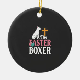 Easter Boxer Dog Vintage Engraving Shirt Ceramic Tree Decoration
