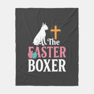 Easter Boxer Dog Vintage Engraving Shirt Fleece Blanket