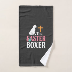 Easter Boxer Dog Vintage Engraving Shirt Hand Towel