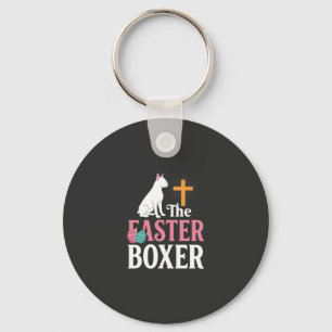 Easter Boxer Dog Vintage Engraving Shirt Key Ring