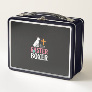 Easter Boxer Dog Vintage Engraving Shirt Metal Lunch Box