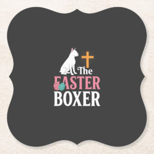 Easter Boxer Dog Vintage Engraving Shirt Paper Coaster