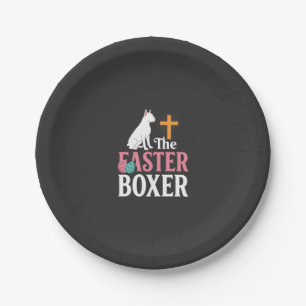 Easter Boxer Dog Vintage Engraving Shirt Paper Plate