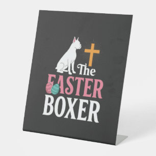 Easter Boxer Dog Vintage Engraving Shirt Pedestal Sign