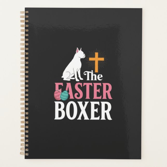 Easter Boxer Dog Vintage Engraving Shirt Planner (Front)
