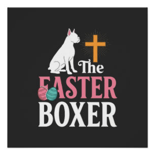Easter Boxer Dog Vintage Engraving Shirt Poster