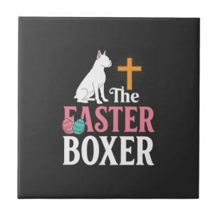 Easter Boxer Dog Vintage Engraving Shirt Tile