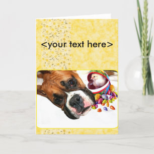 Easter Boxer puppy and Chick greeting card