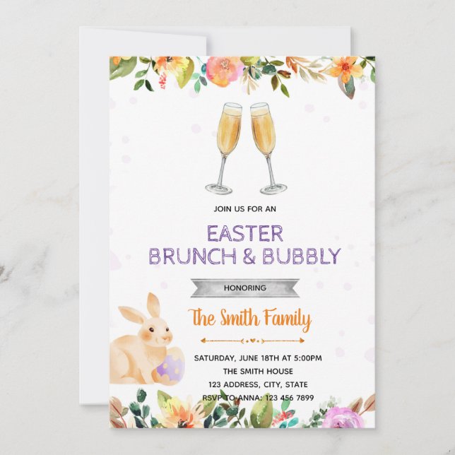 Easter brunch and bubbly party invitation (Front)