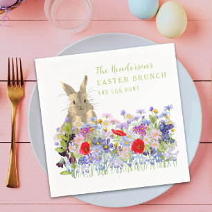 Easter Brunch and Egg Hunt Bunny Floral Napkin