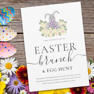 Easter Brunch and Egg Hunt Cute Bunny Invitation