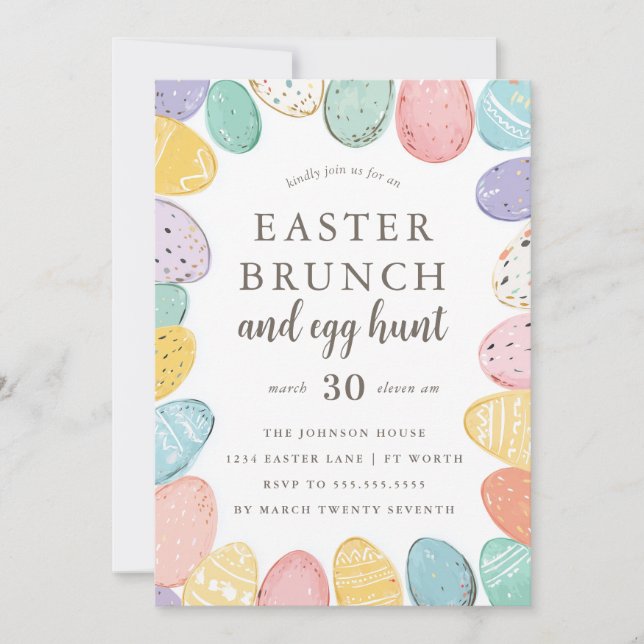Easter Brunch and Egg Hunt Easter Holiday Invitati Invitation (Front)
