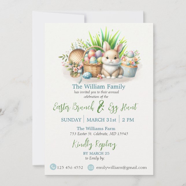 Easter Brunch and Egg Hunt  Invitation (Front)