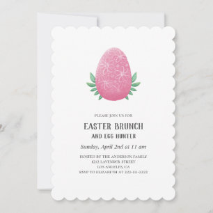 Easter brunch and egg hunt. Pink spring invitation
