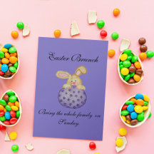 EASTER BRUNCH BUNNY ON EGG INVITATION