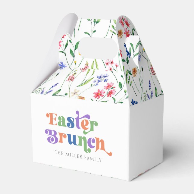 Easter Brunch Colourful Typography Wildflowers Favour Box (Front Side)