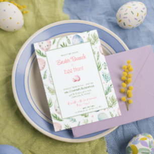 Easter Brunch & Egg Hunt   Botanical Easter Holiday Card