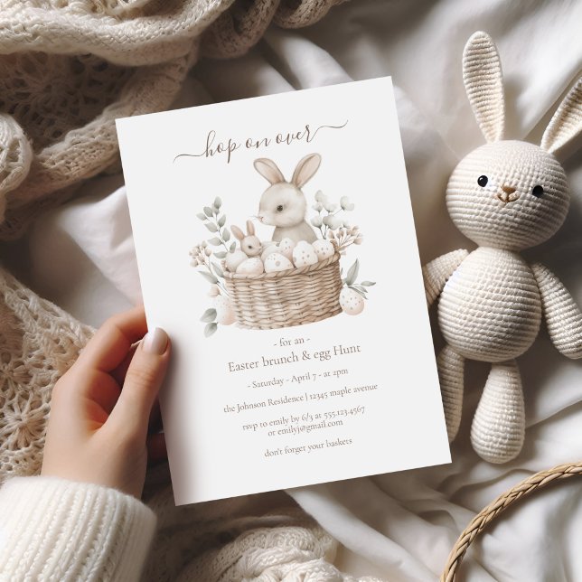 Easter Brunch & Egg Hunt Bunny Basket with Eggs Invitation (Creator Uploaded)