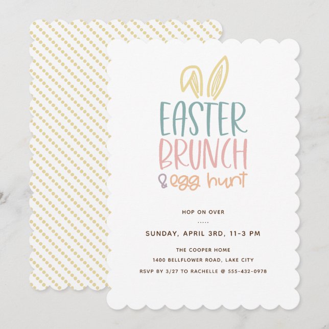 Easter Brunch Egg Hunt Bunny Ears Invitation (Front/Back)