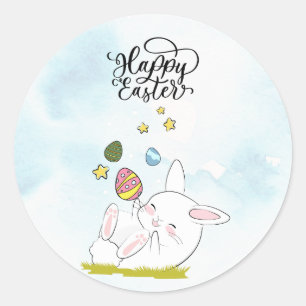Easter Brunch & Egg Hunt   Cute Bunny Easter eggs Classic Round Sticker
