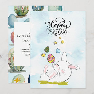 Easter Brunch & Egg Hunt   Cute Bunny Easter eggs Invitation