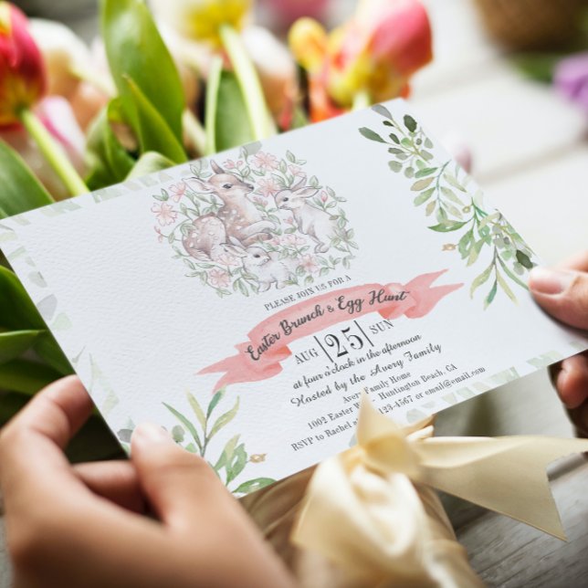 Easter Brunch & Egg Hunt Deer Bunny Invitation (Creator Uploaded)
