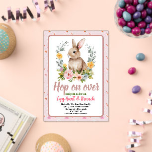 Easter Brunch & Egg Hunt Floral Watercolor Bunny Acrylic Invitations